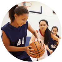 guardianship students playing basketball